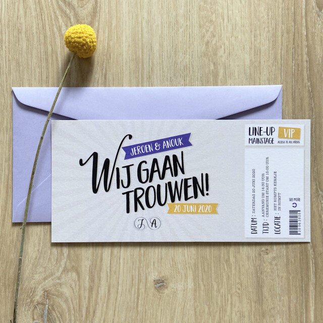 Festival Trouwkaart JanineOntwerpt JeroenAnouk