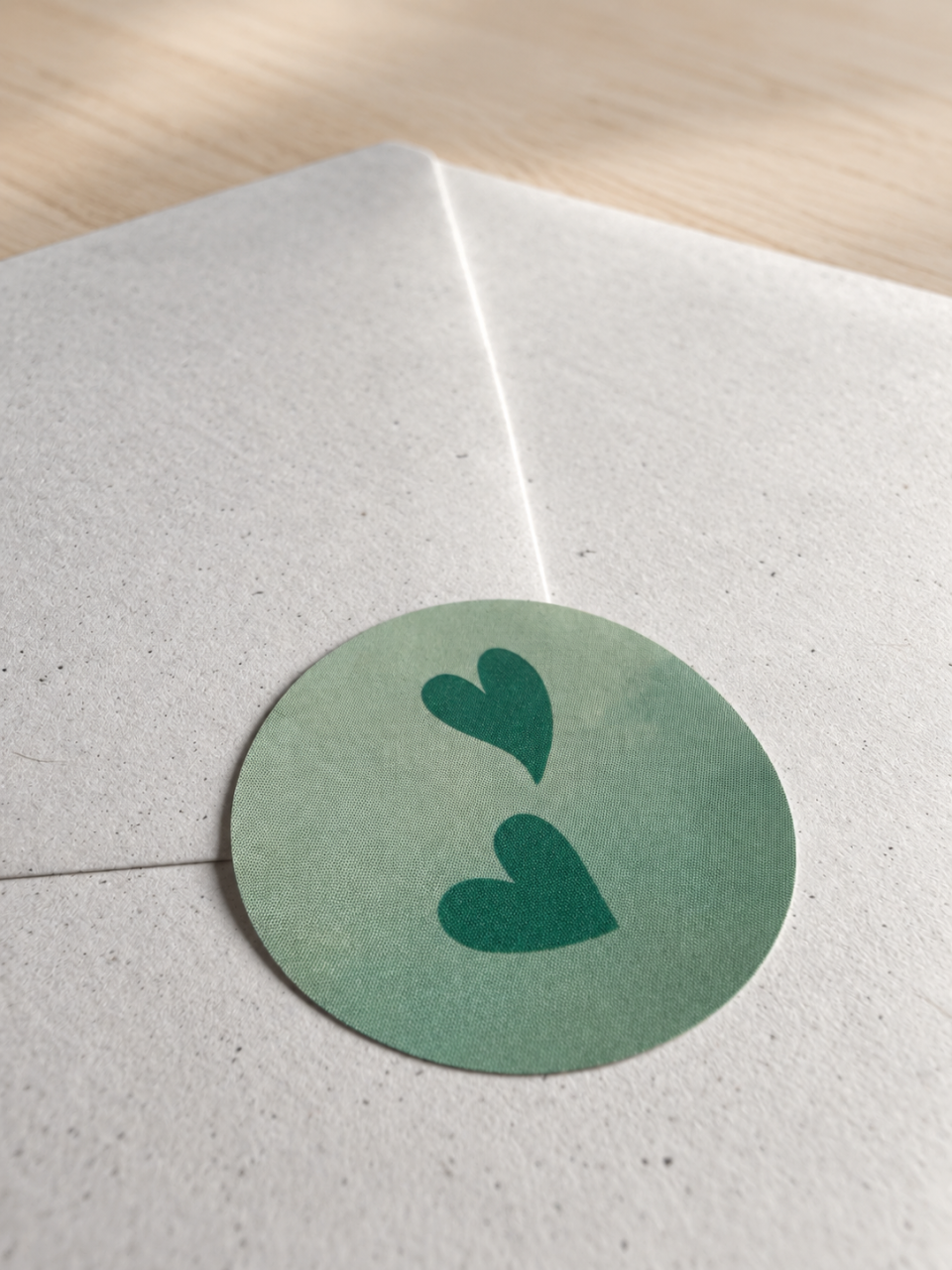 Sluitzegel geboortekaartje hartjes mintgroen tweeling